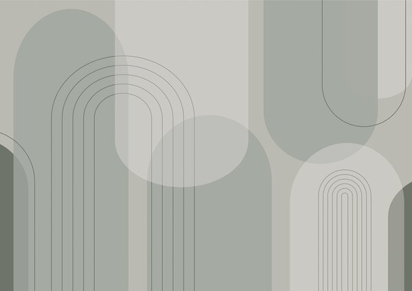 Fotótapéta Szürke és fehér háttér vonalakkal és körökkel, Modern fotótapéta, Modern fotótapéta, w01920 - Muralas.hu