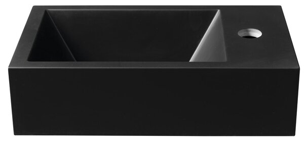 Sapho Sapho, AMAROK öntött márvány mosogató 40x22cm, fekete matt, jobb oldali csaptelep, AR500B