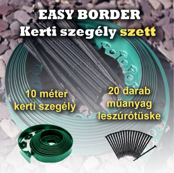 Kerti szegély szett EASY BORDER 10m x 4cm, zöld