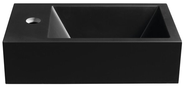 Sapho Sapho, AMAROK öntött márvány mosogató 40x22cm, fekete matt, bal oldalon csaptelep, AR400B