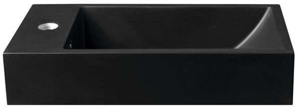 Sapho Sapho, KIS öntött márvány mosogató 50x25cm, csaptelep balra, fekete matt, SM012B
