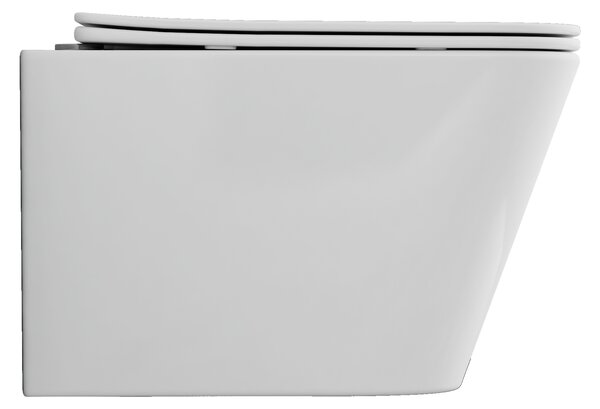 Invena Paros, falra akasztható WC csésze Rimless 465x350x360 mm + SLIM wc ülőke lassan záródó, fehér fényes, INV-CE-90-001-W