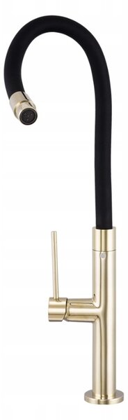 Gamma Flex Slim, magas konyhai csaptelep rugalmas karral H-480 mm, fekete-arany, GMA-BFXSL-GD