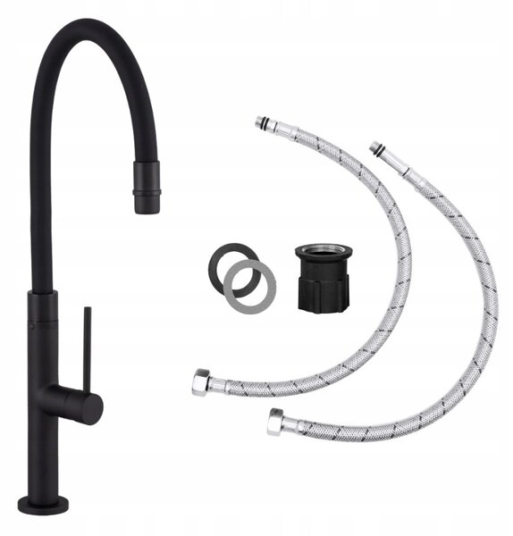 Gamma Flex Slim, magas konyhai csaptelep rugalmas karral H-480 mm, fekete, GMA-BFXSL-BK
