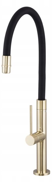 Gamma Flex Slim, magas konyhai csaptelep rugalmas karral H-480 mm, fekete-arany, GMA-BFXSL-GD