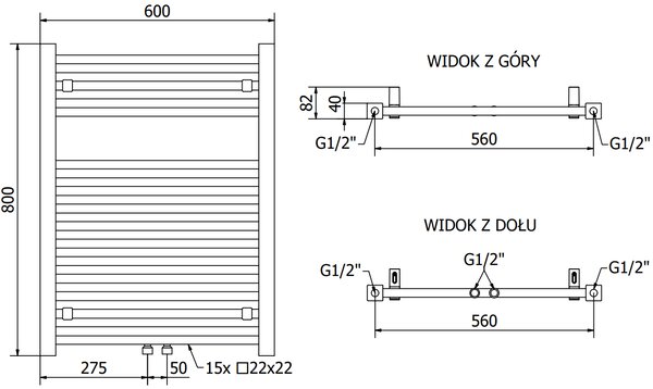 Mexen Pluton, elektromos fűtőelem 800x600 mm + fűtőrúd 600 W, fekete, W106-0800-600-2600-70