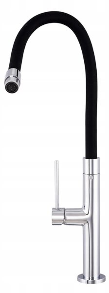 Gamma Flex Slim, magas konyhai csaptelep rugalmas karral H-480 mm, fekete-króm, GMA-BFXSL-CH