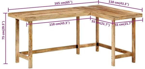 VidaXL íróasztal 165x110x75 cm tömör fa Mango