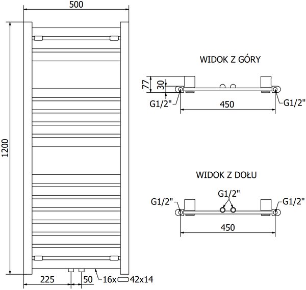 Mexen, Mexen Uran grzejnik elektryczny 1200 x 500 mm, 600 W, czarny - W105-1200-500-2600-70