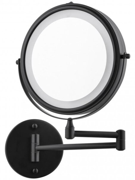 Erga Eda, LED megvilágítású sminktükör ø20 cm, fekete matt, ERG-YKA-CH.EDA-BLK