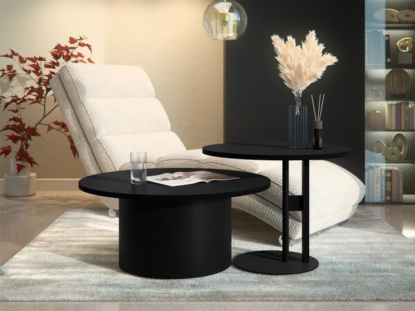 Dohányzóasztal szett Oswego 159, Fém, 33cm, Fekete