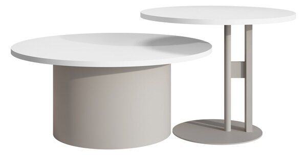 Dohányzóasztal szett Oswego 160, Fém, 33cm, Fehér, Kasmír