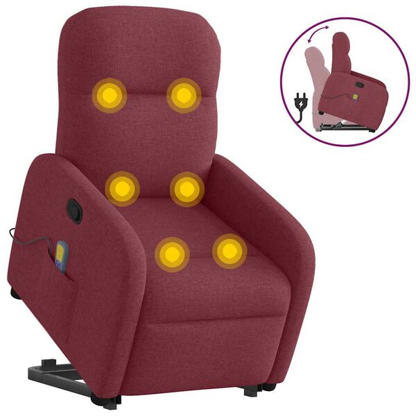 VidaXL bordó szövet dönthető masszázs- és állófotel