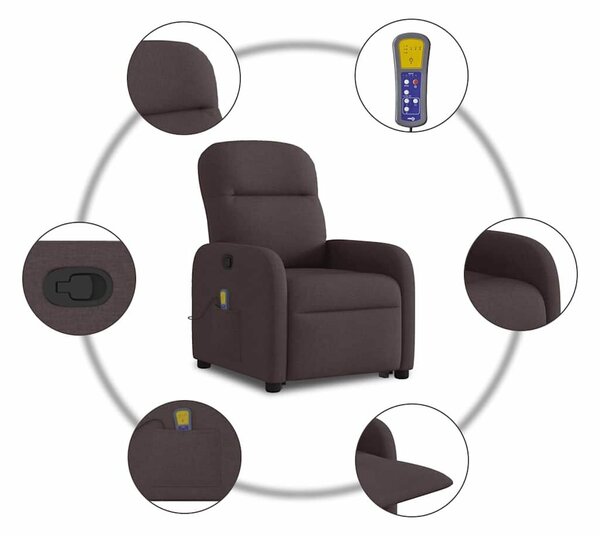 VidaXL sötétbarna szövet dönthető masszázs- és állófotel