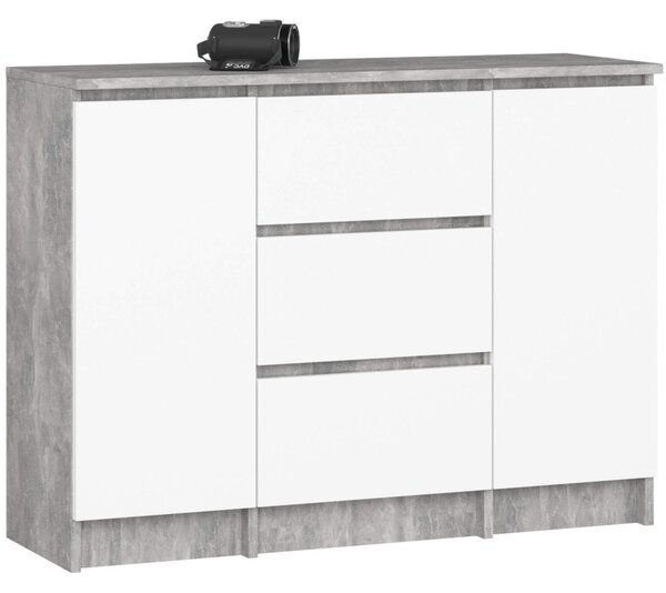 AKORD K100 Modern Komód Laminált Beton-Fehér