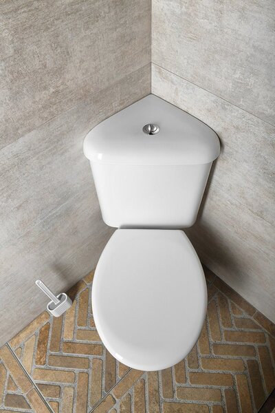 Aqualine Aqualine, CLIFTON Corner WC kombitálca öblítőkészlettel, fehér, FS1PK