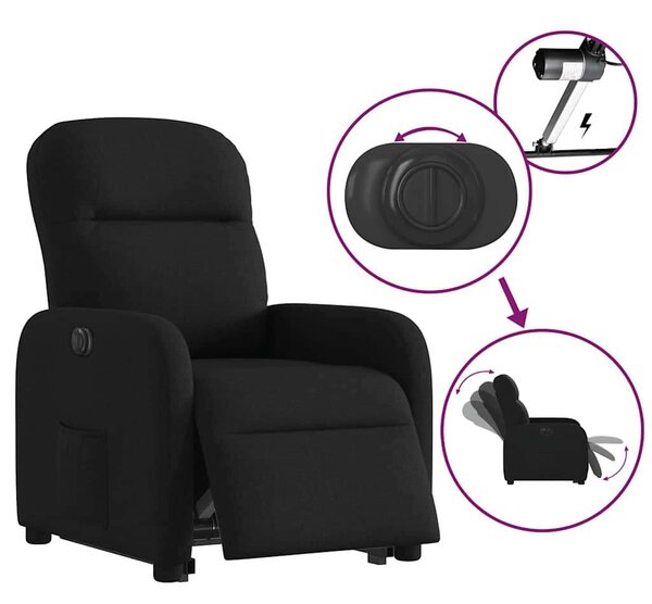 VidaXL elektromos felállást segítő fekete szövet dönthető fotel