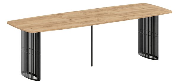 Asztal Oswego 163, 76x90cm, Kézműves aranytölgy, Fekete
