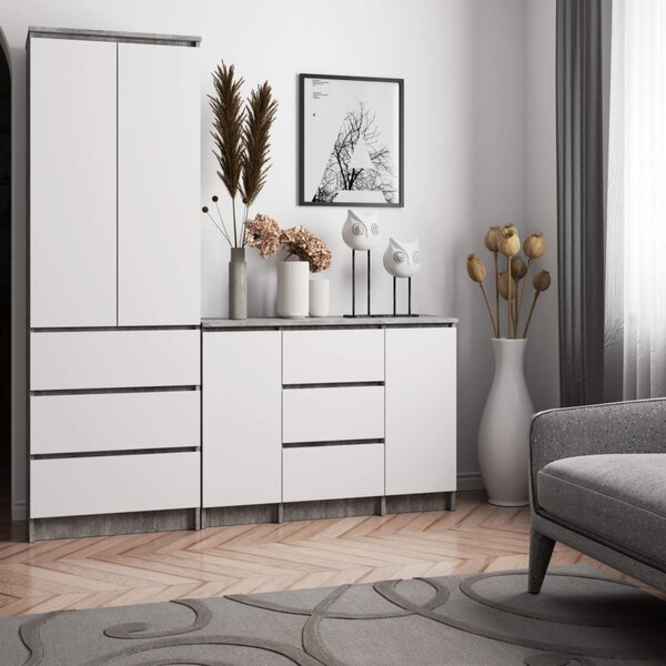 AKORD K100 Modern Komód Laminált Beton-Fehér