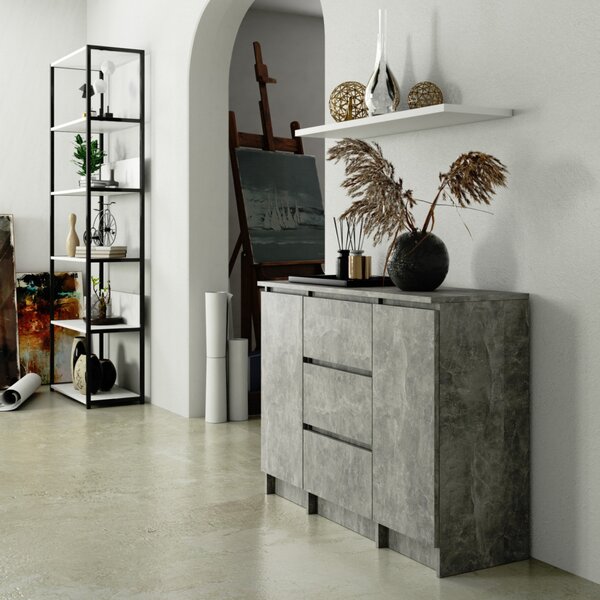 AKORD K100 Beton Komód 2 Ajtós 3 Fiókos