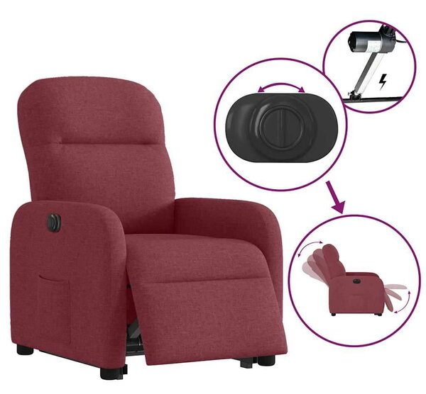 VidaXL elektromos felállást segítő bordó szövet dönthető fotel