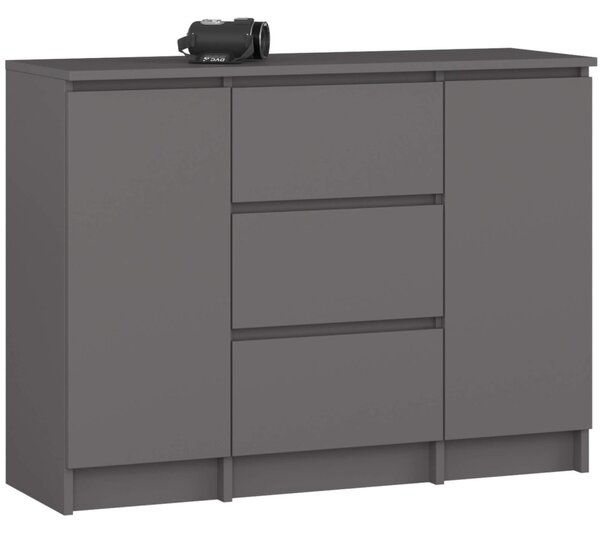 AKORD K100 Klasszikus Komód Laminált Grafit-Szürke 3 Fiókos