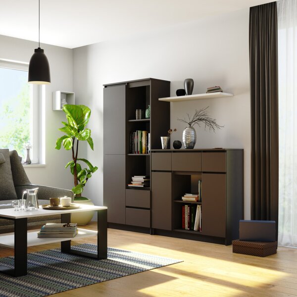 AKORD K100 Modern Komód Laminált Grafit-Szürke 6 Polcos