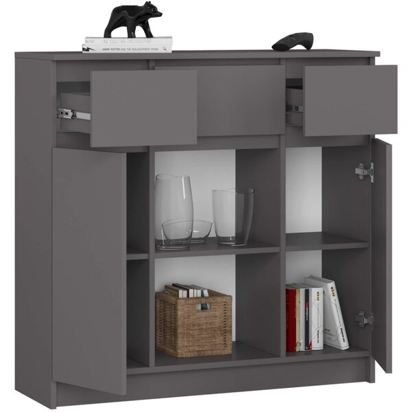 AKORD K100 Modern Komód Laminált Grafit-Szürke 6 Polcos