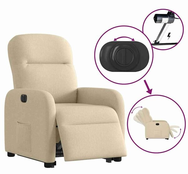 VidaXL elektromos felállást segítő krémszínű szövet dönthető fotel