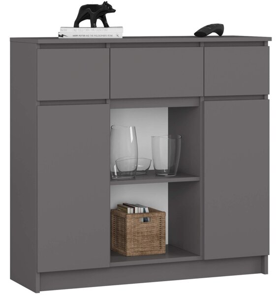 AKORD K100 Modern Komód Laminált Grafit-Szürke 6 Polcos