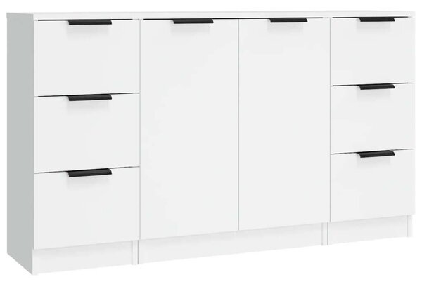 Modern Fehér Tálalószekrény Szett - 3 db