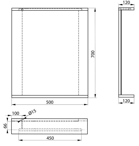 Aqualine Aqualine, KORIN STRIP tükör LED világítással 50x70x12cm, KO395S