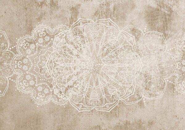 Fotótapéta Részletes, bonyolult, fehér csipke mandala minta bézsbarna bézs színű, texturált, loftos, Fotótapéta minták, w08387v1 : Uwalls.hu