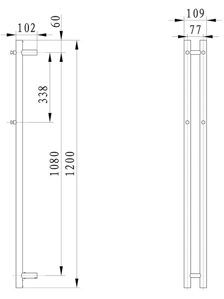 Sapho Sapho, PAPINADO elektromos törölközőszárító, 109x1200mm, 40W, fekete matrac, ER340