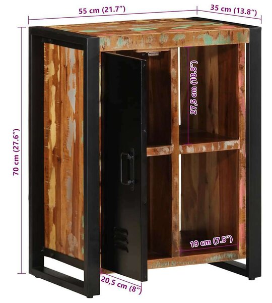 VidaXL Tálaló többszínű 55x35x70 cm Tömör fa újrahasznosított