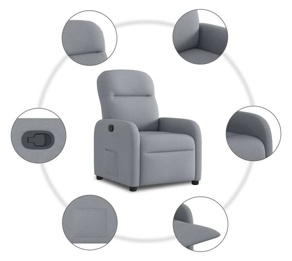 VidaXL világosszürke szövet dönthető fotel
