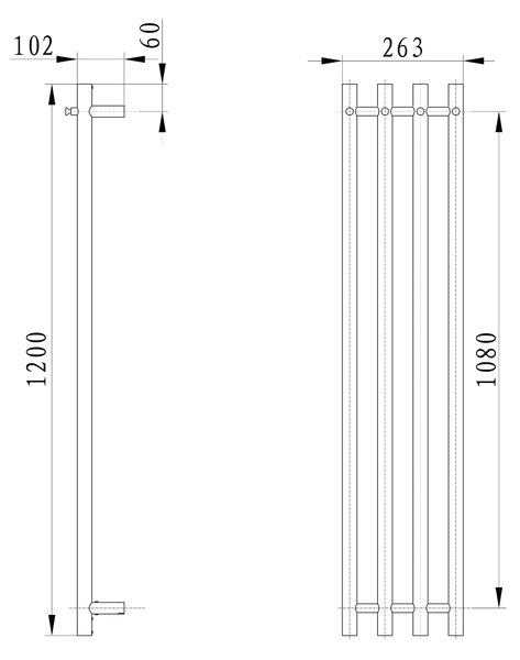 Sapho Sapho, PAPINADO elektromos törölközőszárító, 263x1200mm, 85W, króm, ER750