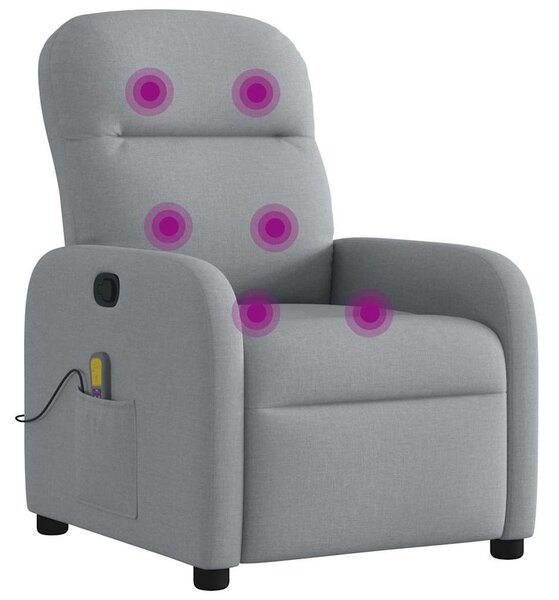 VidaXL világosszürke szövet dönthető masszázsfotel