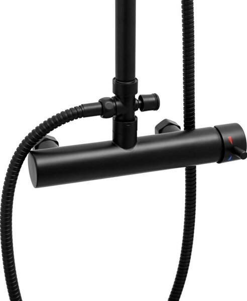 Erga Bergen, zuhanygarnitúra esőfejjel 25cm, fekete matt, ERG-YKA-BP.BERGEN 25 BLK