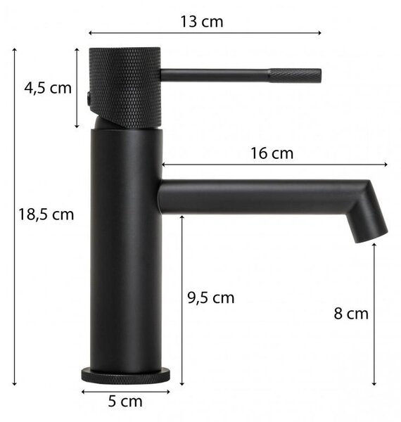 Erga Meri, mosogató csaptelep h-185, fekete matt, ERG-YKA-BU.MERI-24-BLK