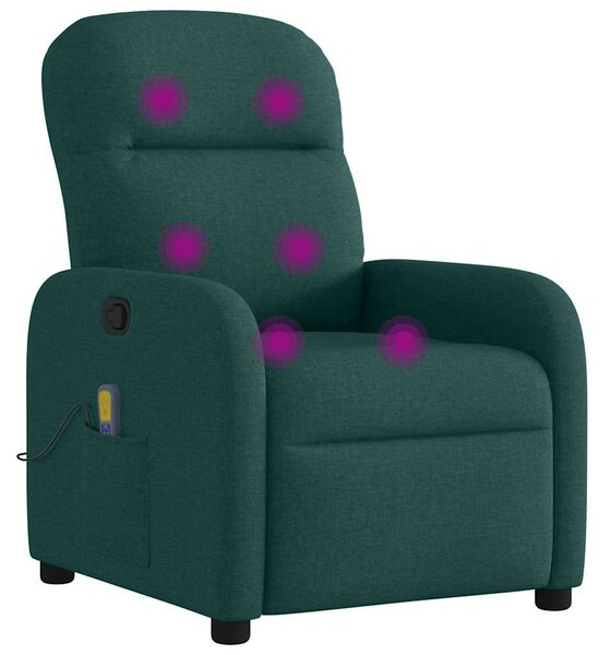 VidaXL sötétzöld szövet dönthető masszázsfotel