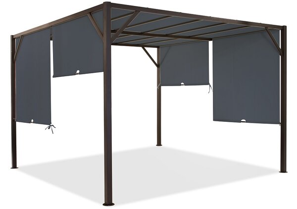 Santorini Garden Point 3 x 3 m-es barna antracit fém terasz pergola