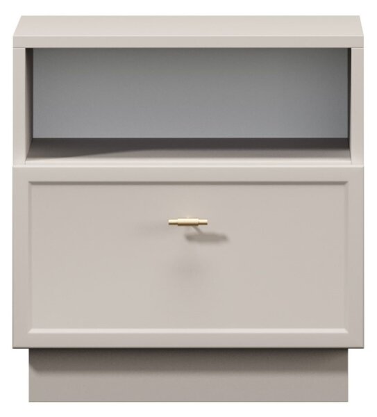 Lorini fiókos éjjeliszekrény 45 cm - kasmír / arany T-bar fogantyúk