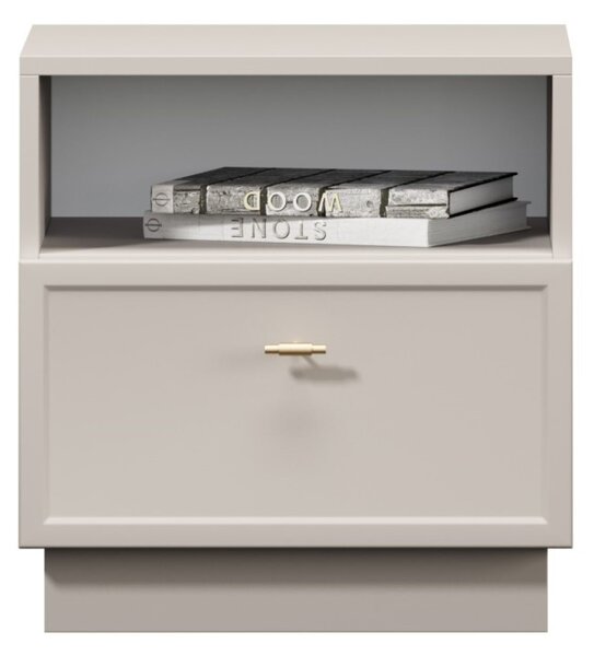 Lorini fiókos éjjeliszekrény 45 cm - kasmír / arany T-bar fogantyúk