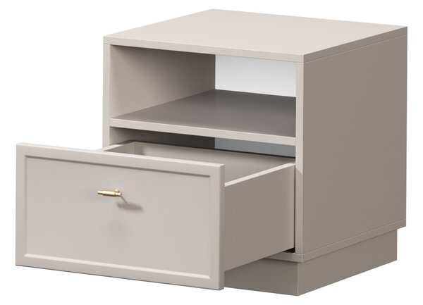 Lorini fiókos éjjeliszekrény 45 cm - kasmír / arany T-bar fogantyúk