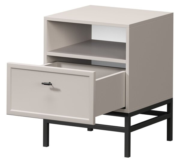 Lorini fiókos éjjeliszekrény 45 cm - kasmír / fekete T-bar fogantyúk / keret