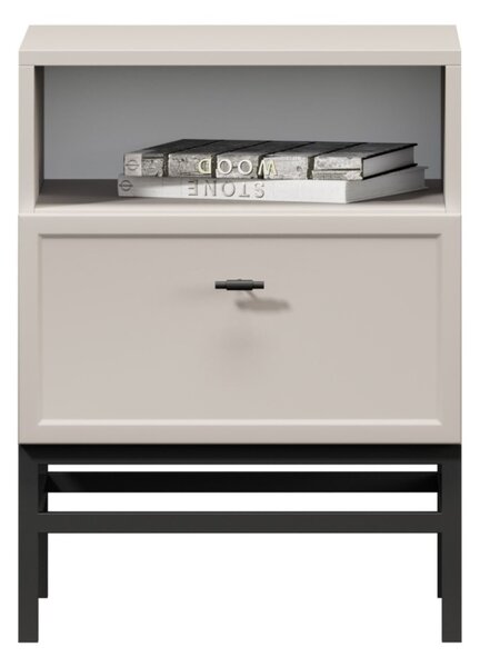 Lorini fiókos éjjeliszekrény 45 cm - kasmír / fekete T-bar fogantyúk / keret