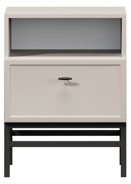 Lorini fiókos éjjeliszekrény 45 cm - kasmír / fekete T-bar fogantyúk / keret