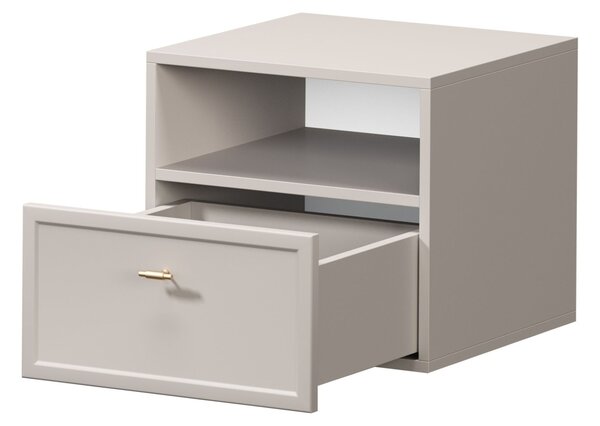 Lorini fali éjjeliszekrény fiókkal 45 cm - kasmír / arany T-bar fogantyú
