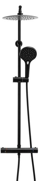 Erga Bergen Therm, zuhanygarnitúra termosztatikus csapteleppel és esőfejjel 25cm, fekete matt, ERG-YKA-BP.BERGEN-THERM-25-BLK